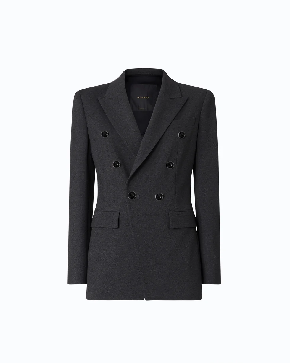 Giacca doppiopetto slim fit 107438A3AH I76 PINKO Grigio corvo 