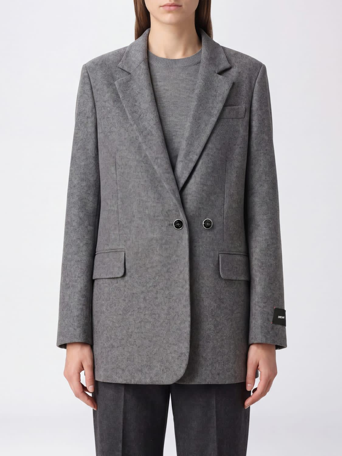 Giacca doppiopetto vestibilità over 107445A3JF I76 PINKO Grigio corvo 