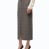 Gonna longuette in lana check 107448A3FF CYZ PINKO Beige/bordeaux/nero 
