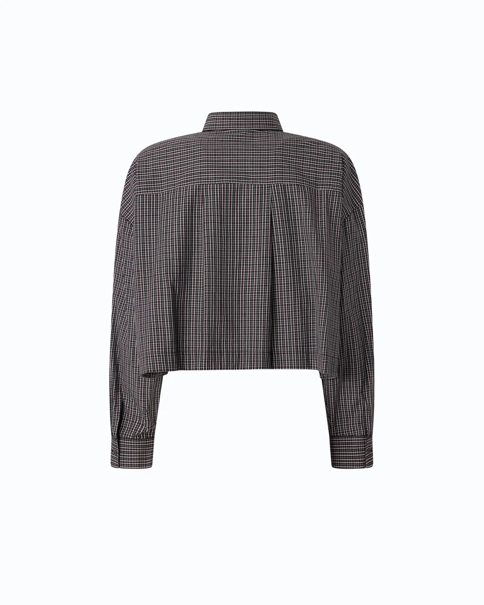 Camicia cropped a quadretti con cravatta 107453A3FQ ZF6 PINKO Nero/bianco/rosso 