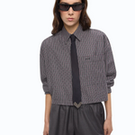 Camicia cropped a quadretti con cravatta 107453A3FQ ZF6 PINKO Nero/bianco/rosso 
