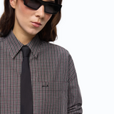 Camicia cropped a quadretti con cravatta 107453A3FQ ZF6 PINKO Nero/bianco/rosso 