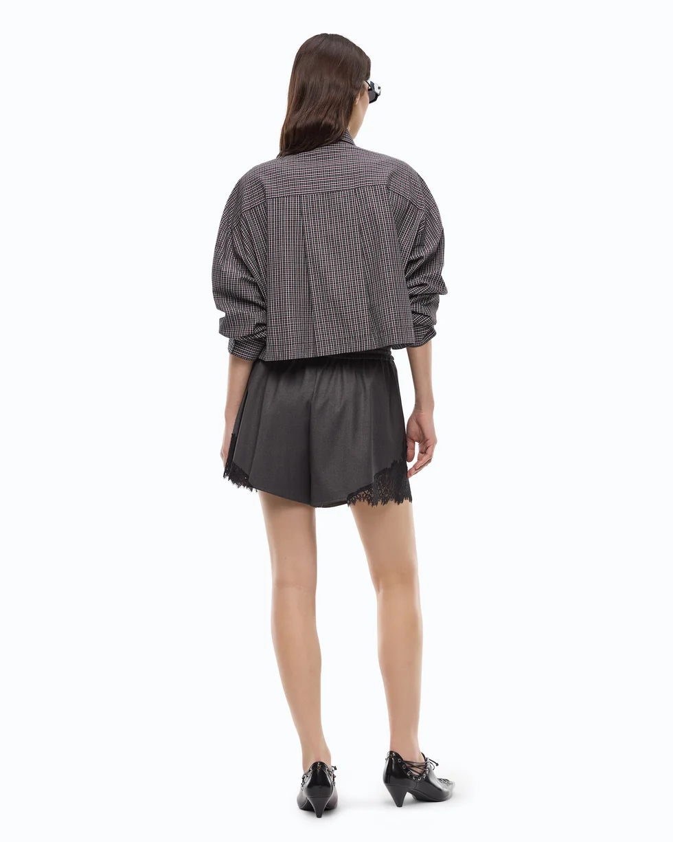 Camicia cropped a quadretti con cravatta 107453A3FQ ZF6 PINKO Nero/bianco/rosso 