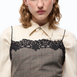 Top a quadri con pizzo 107472A3FF CYZ PINKO Beige/bordeaux/nero 