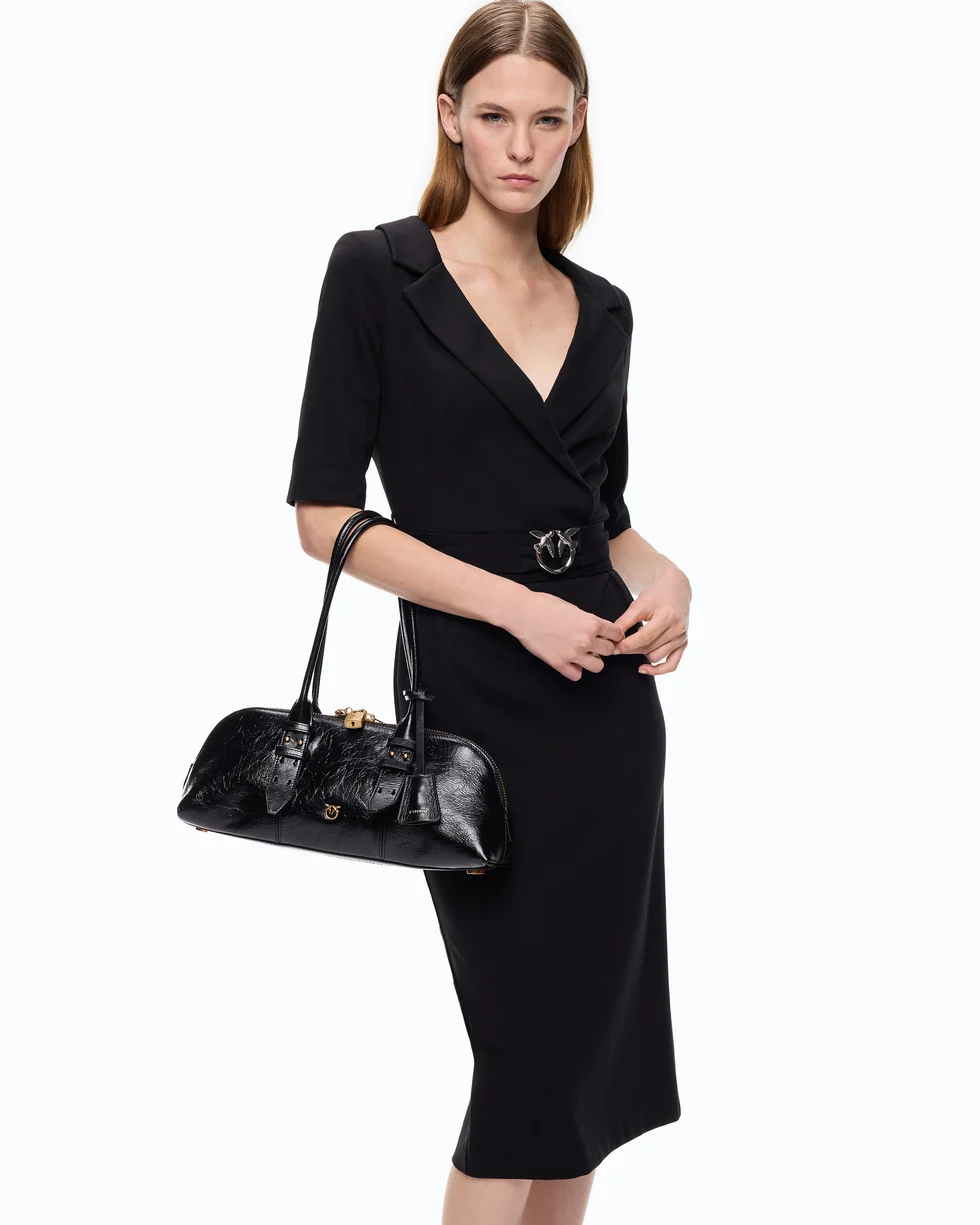 Abito aderente con cintura Love Birds 107475A3AH Z99 PINKO Nero limousine 
