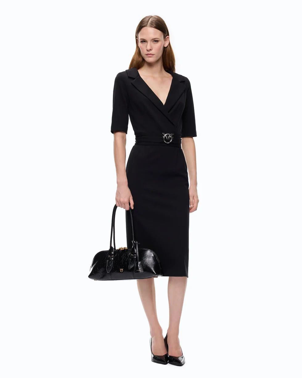 Abito aderente con cintura Love Birds 107475A3AH Z99 PINKO Nero limousine 