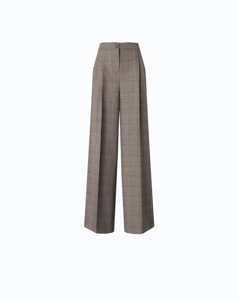 Pantaloni ampi a quadri 107476A3FF CYZ PINKO Beige/bordeaux/nero 