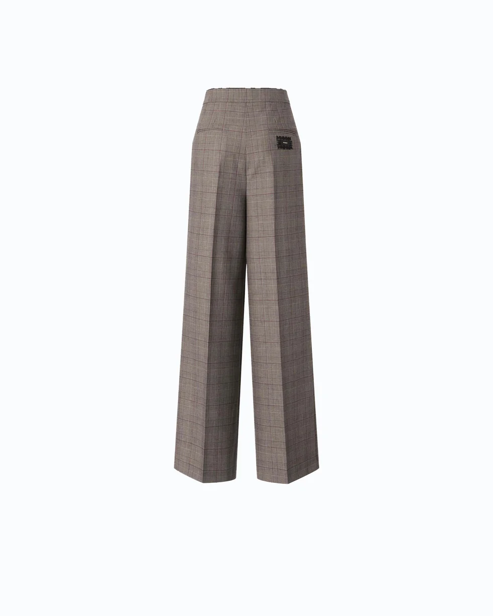 Pantaloni ampi a quadri 107476A3FF CYZ PINKO Beige/bordeaux/nero 
