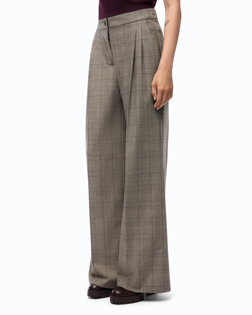 Pantaloni ampi a quadri 107476A3FF CYZ PINKO Beige/bordeaux/nero 