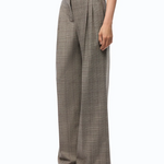 Pantaloni ampi a quadri 107476A3FF CYZ PINKO Beige/bordeaux/nero 