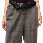 Pantaloni ampi a quadri 107476A3FF CYZ PINKO Beige/bordeaux/nero 