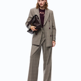 Pantaloni ampi a quadri 107476A3FF CYZ PINKO Beige/bordeaux/nero 