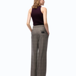 Pantaloni ampi a quadri 107476A3FF CYZ PINKO Beige/bordeaux/nero 