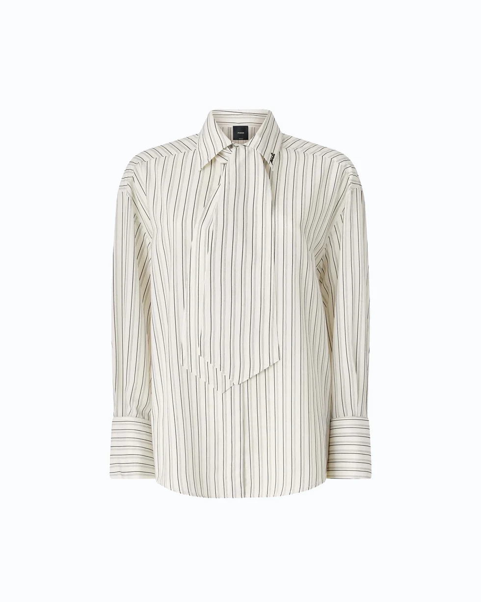 Camicia a righe con cravatta 107482A33Q ZZ1 PINKO Bianco/nero 