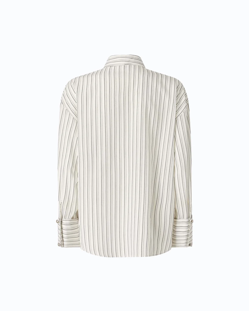 Camicia a righe con cravatta 107482A33Q ZZ1 PINKO Bianco/nero 