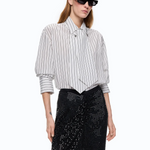 Camicia a righe con cravatta 107482A33Q ZZ1 PINKO Bianco/nero 