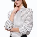 Camicia a righe con cravatta 107482A33Q ZZ1 PINKO Bianco/nero 