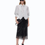 Camicia a righe con cravatta 107482A33Q ZZ1 PINKO Bianco/nero 