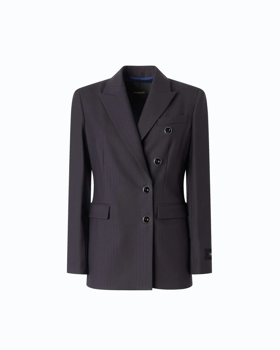 Giacca slim doppiopetto in misto lana 107513A3IF G03 PINKO Blu marino cupo 