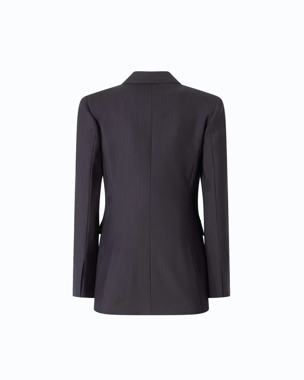 Giacca slim doppiopetto in misto lana 107513A3IF G03 PINKO Blu marino cupo 