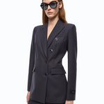 Giacca slim doppiopetto in misto lana 107513A3IF G03 PINKO Blu marino cupo 
