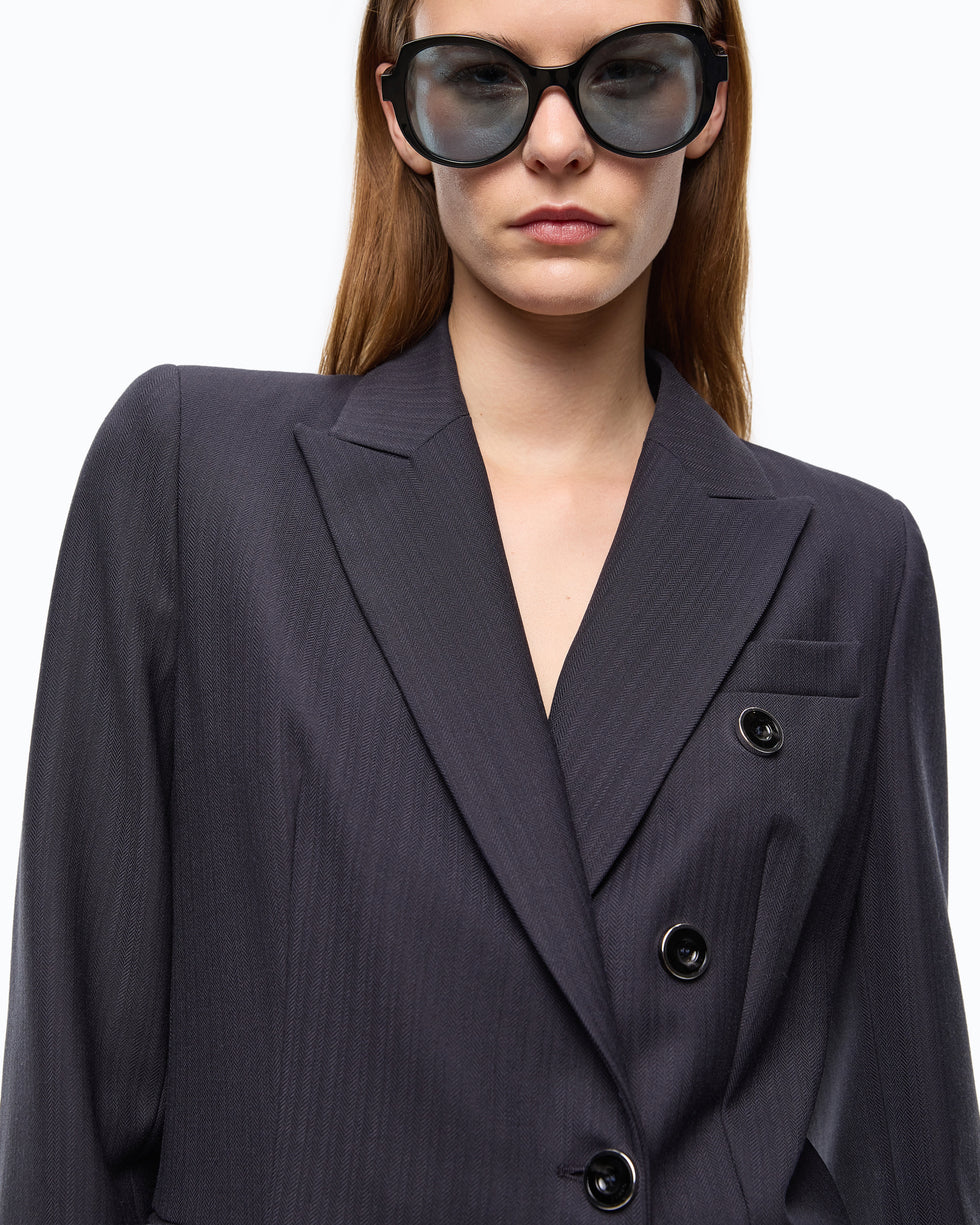 Giacca slim doppiopetto in misto lana 107513A3IF G03 PINKO Blu marino cupo 