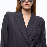 Giacca slim doppiopetto in misto lana 107513A3IF G03 PINKO Blu marino cupo 