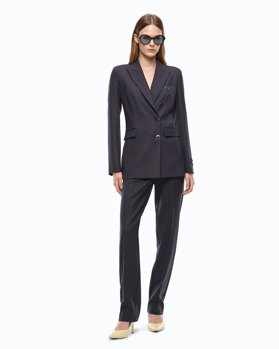 Giacca slim doppiopetto in misto lana 107513A3IF G03 PINKO Blu marino cupo 