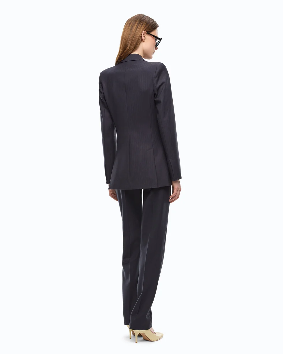 Giacca slim doppiopetto in misto lana 107513A3IF G03 PINKO Blu marino cupo 