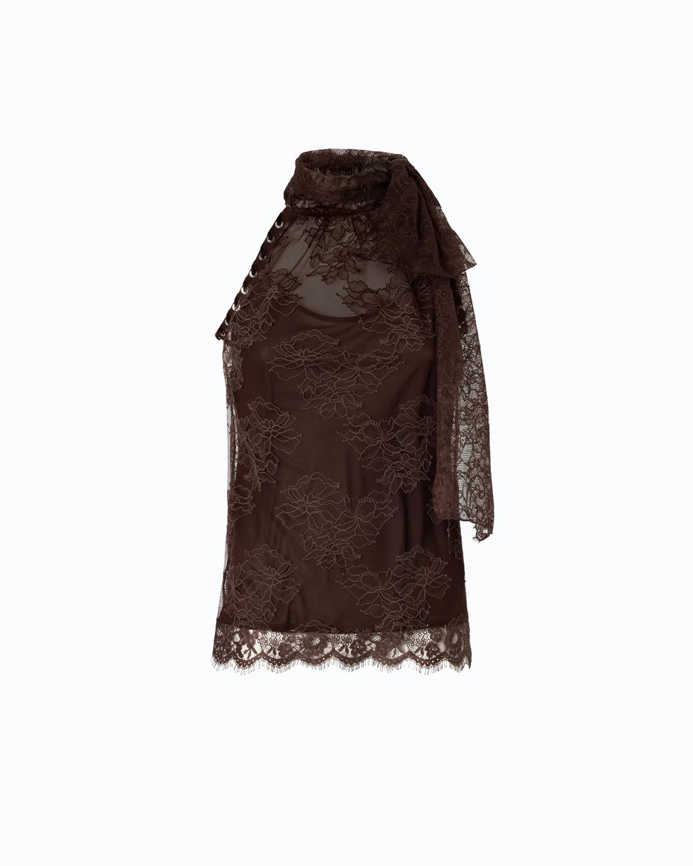 Top con schiena scoperta 107535A3GZ L72 PINKO Marrone testa moro 
