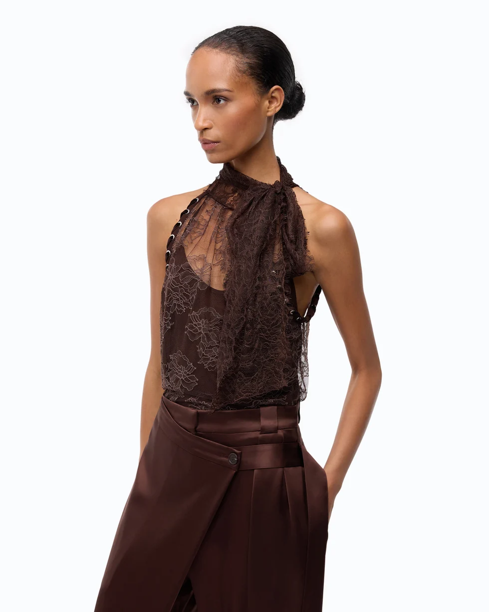 Top con schiena scoperta 107535A3GZ L72 PINKO Marrone testa moro 