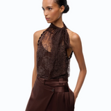 Top con schiena scoperta 107535A3GZ L72 PINKO Marrone testa moro 
