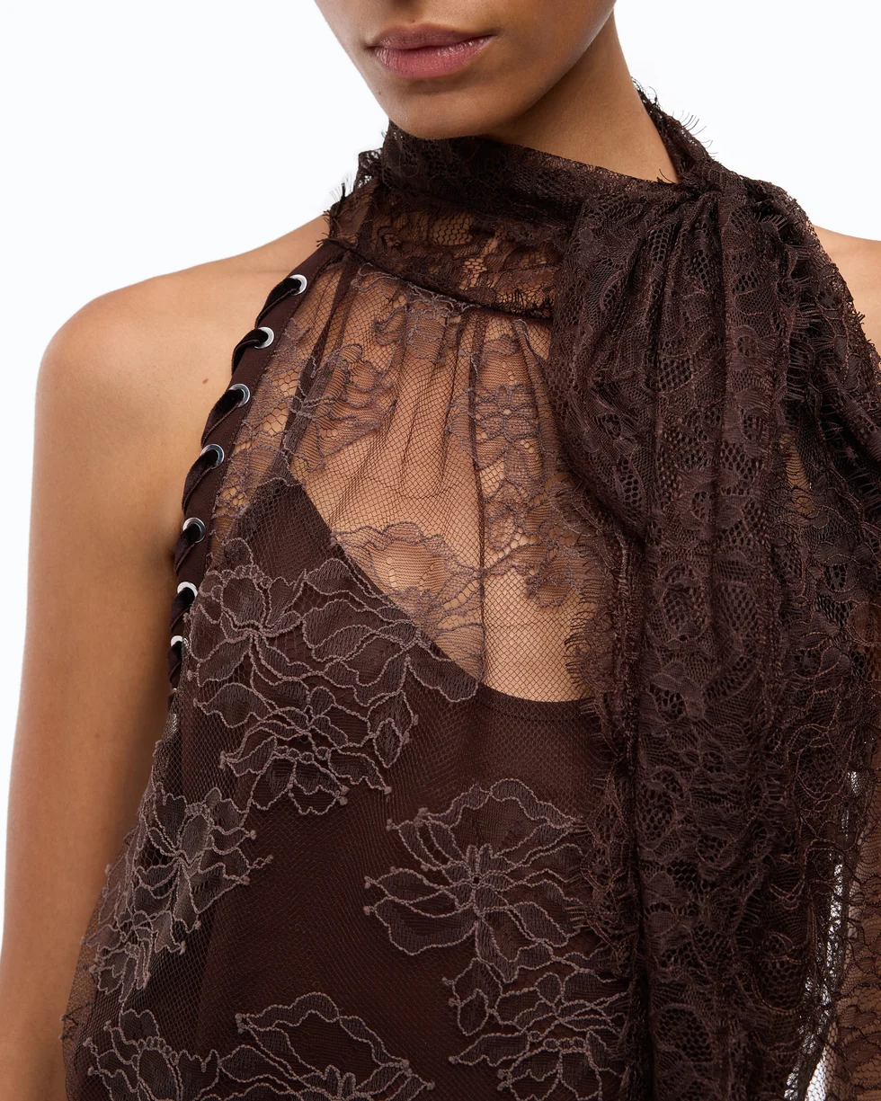 Top con schiena scoperta 107535A3GZ L72 PINKO Marrone testa moro 