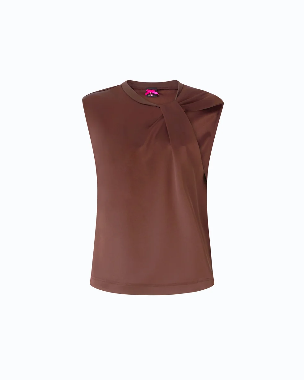 Blusa senza maniche in satin 107539A3GB L86 PINKO Ciocc. amaro 