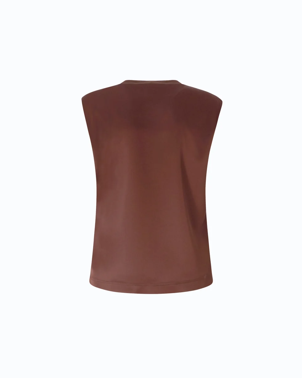 Blusa senza maniche in satin 107539A3GB L86 PINKO Ciocc. amaro 