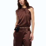 Blusa senza maniche in satin 107539A3GB L86 PINKO Ciocc. amaro 