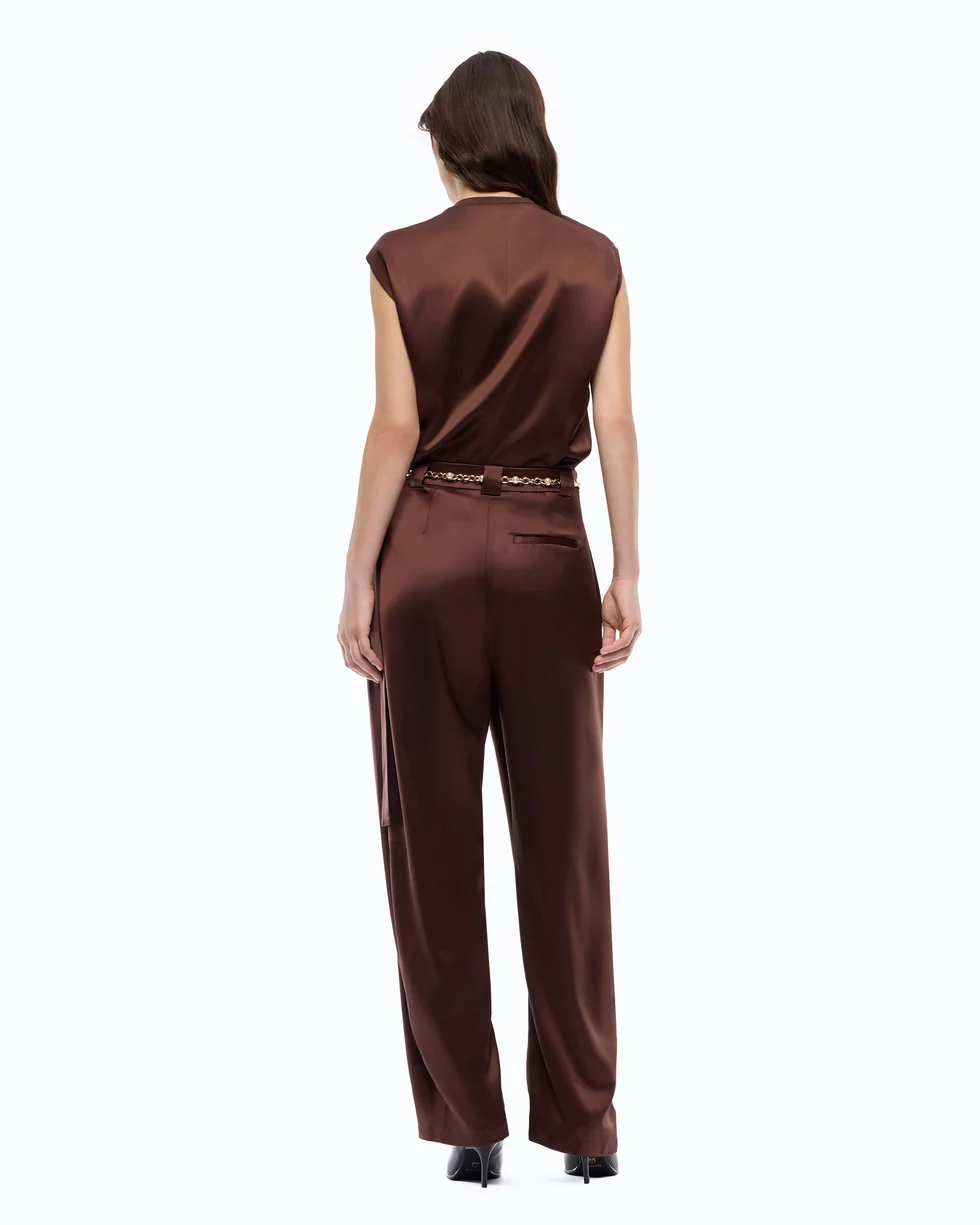 Blusa senza maniche in satin 107539A3GB L86 PINKO Ciocc. amaro 