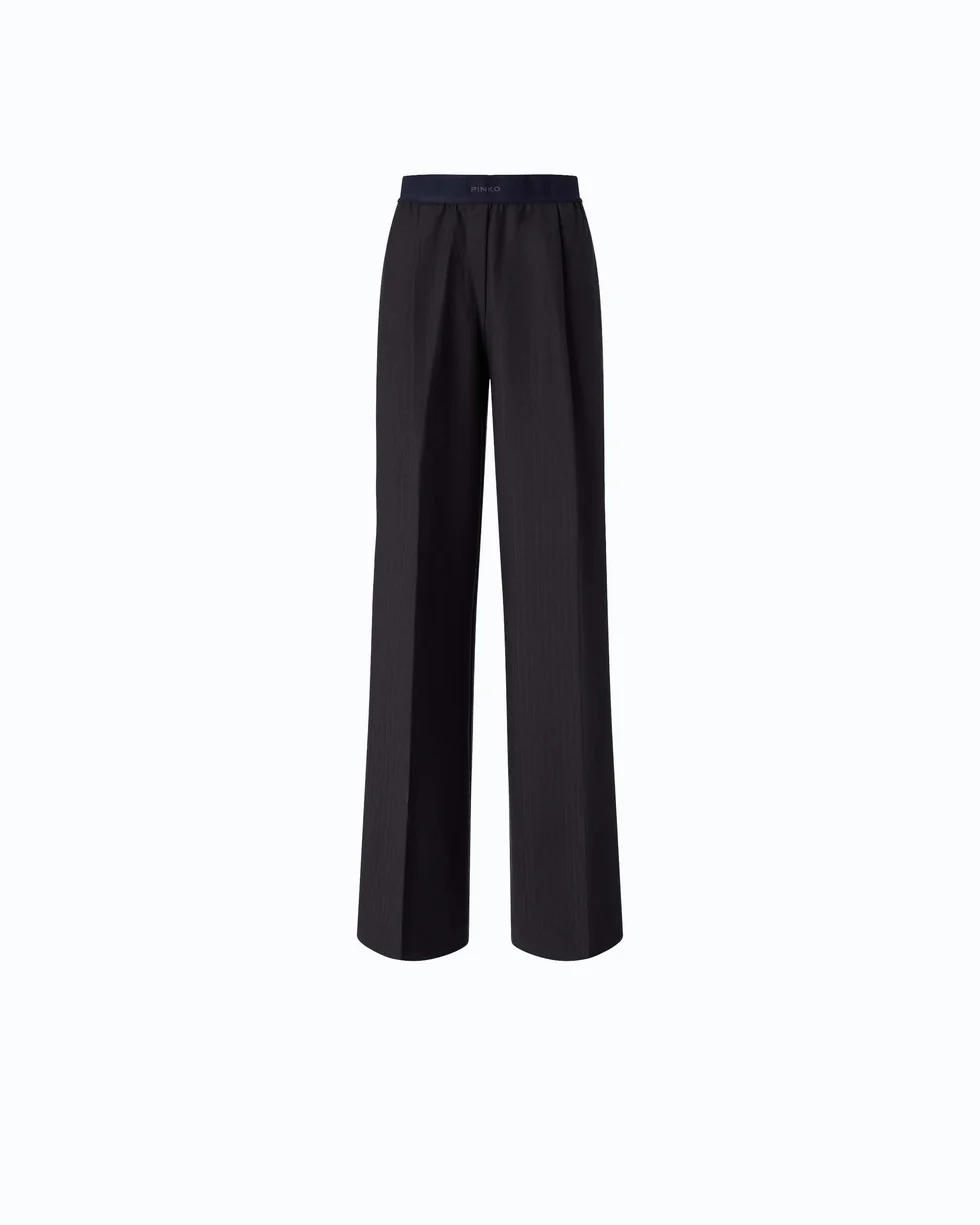 Pantaloni palazzo in misto lana stretch 107560A3IF G03 PINKO Blu marino cupo 