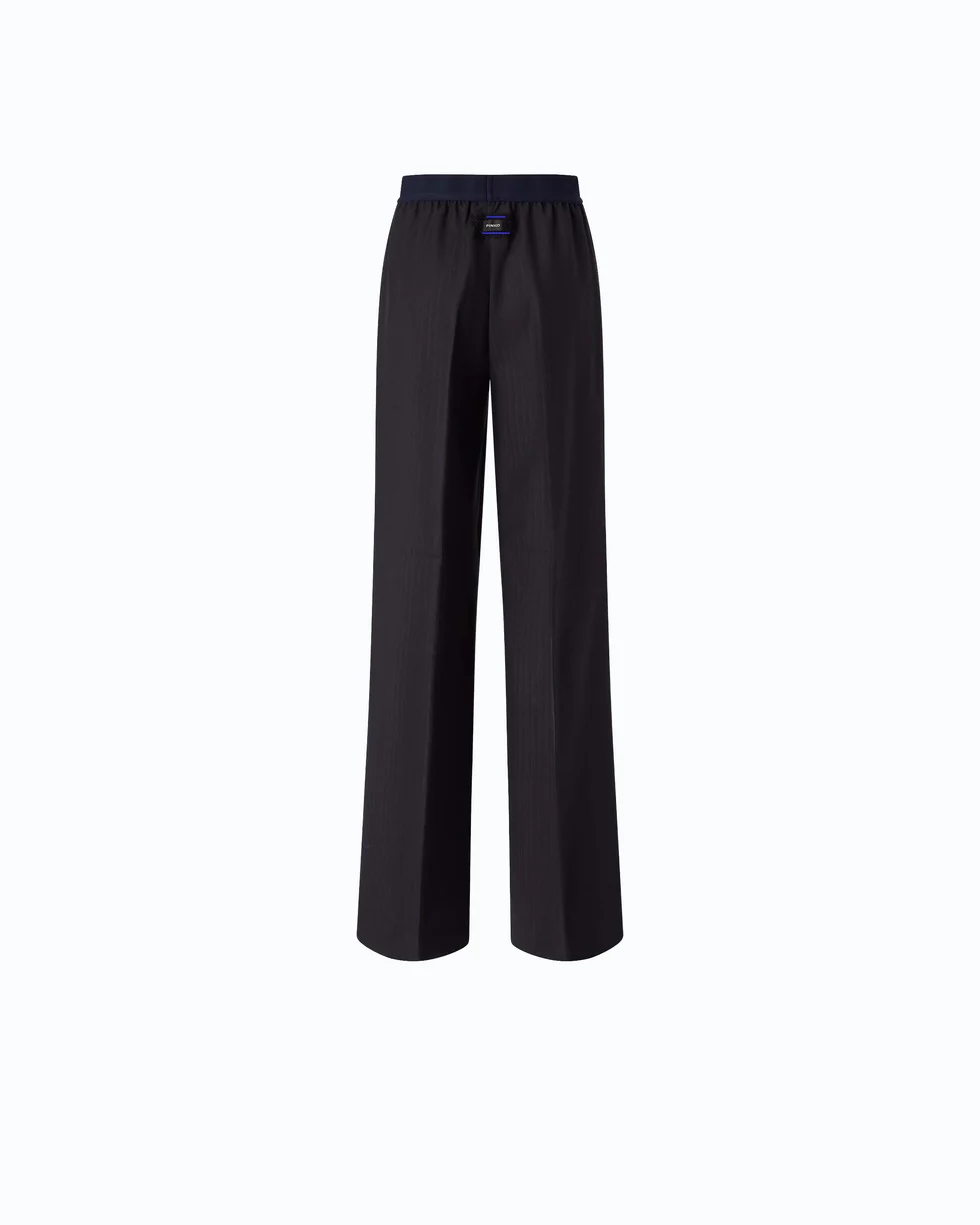 Pantaloni palazzo in misto lana stretch 107560A3IF G03 PINKO Blu marino cupo 