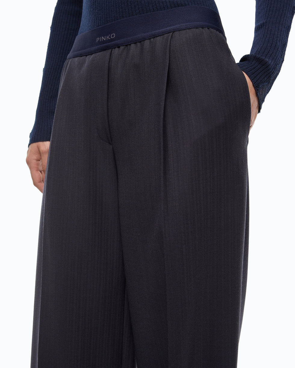Pantaloni palazzo in misto lana stretch 107560A3IF G03 PINKO Blu marino cupo 
