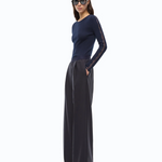Pantaloni palazzo in misto lana stretch 107560A3IF G03 PINKO Blu marino cupo 