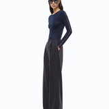 Pantaloni palazzo in misto lana stretch 107560A3IF G03 PINKO Blu marino cupo 