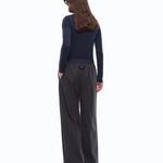 Pantaloni palazzo in misto lana stretch 107560A3IF G03 PINKO Blu marino cupo 