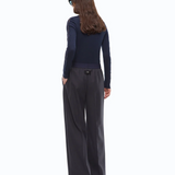 Pantaloni palazzo in misto lana stretch 107560A3IF G03 PINKO Blu marino cupo 