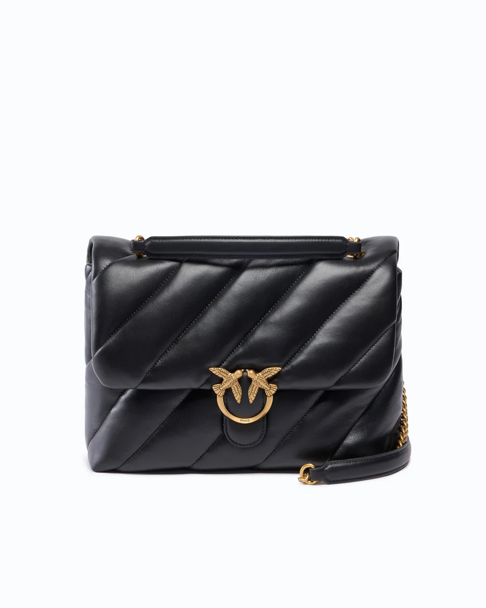 Borsa grande a tracolla Love Bag Puff Maxi Quilt New Buckle 107615A0F2 Z99Q PINKO Nero-antique gold 