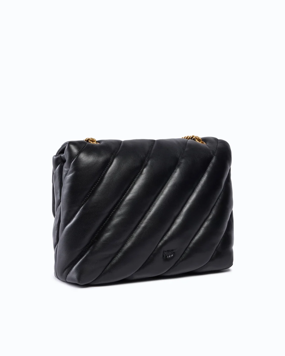 Borsa grande a tracolla Love Bag Puff Maxi Quilt New Buckle 107615A0F2 Z99Q PINKO Nero-antique gold 