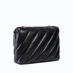 Borsa grande a tracolla Love Bag Puff Maxi Quilt New Buckle 107615A0F2 Z99Q PINKO Nero-antique gold 