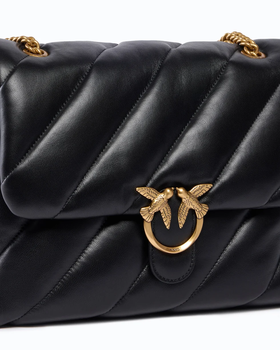 Borsa grande a tracolla Love Bag Puff Maxi Quilt New Buckle 107615A0F2 Z99Q PINKO Nero-antique gold 