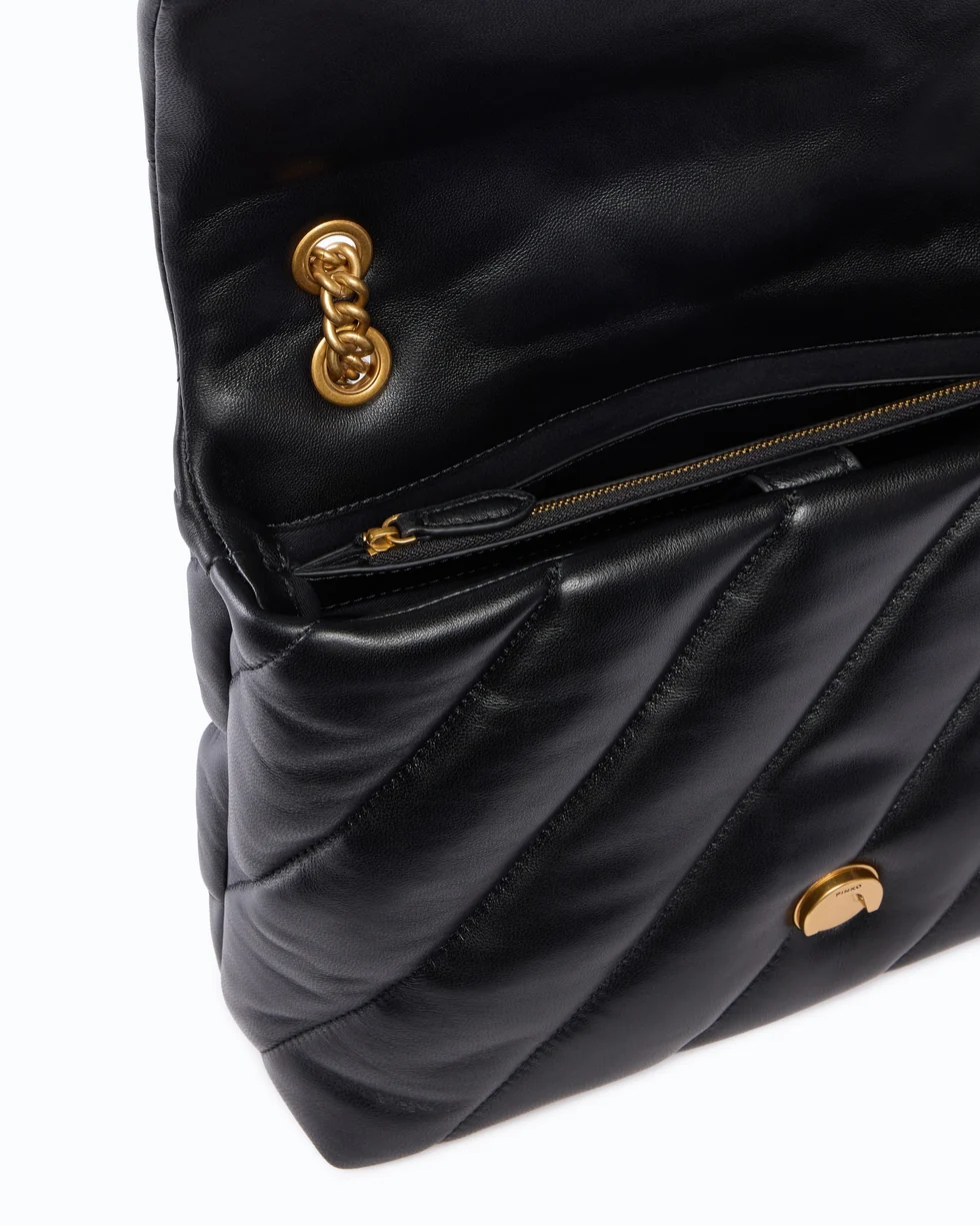Borsa grande a tracolla Love Bag Puff Maxi Quilt New Buckle 107615A0F2 Z99Q PINKO Nero-antique gold 
