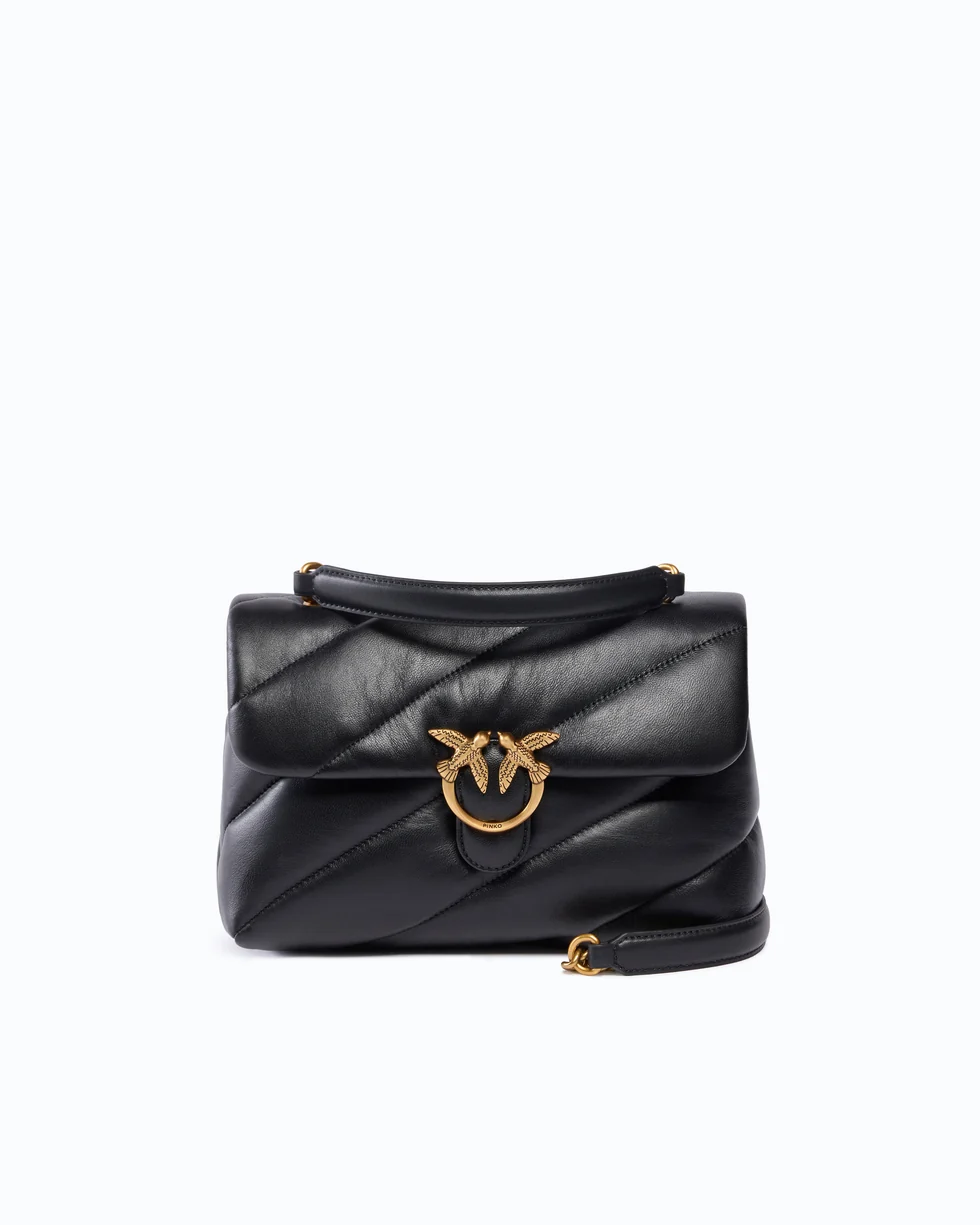 Borsa media a tracolla Love Bag Puff Maxi Quilt New Buckle 107616A0F2 Z99Q PINKO Nero-antique gold 